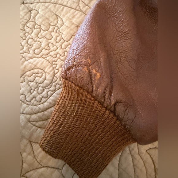 Vintage 70s Italian Fiats Tempo Sportivo Brown Leather Bomber Jacket - Picture 15 of 16